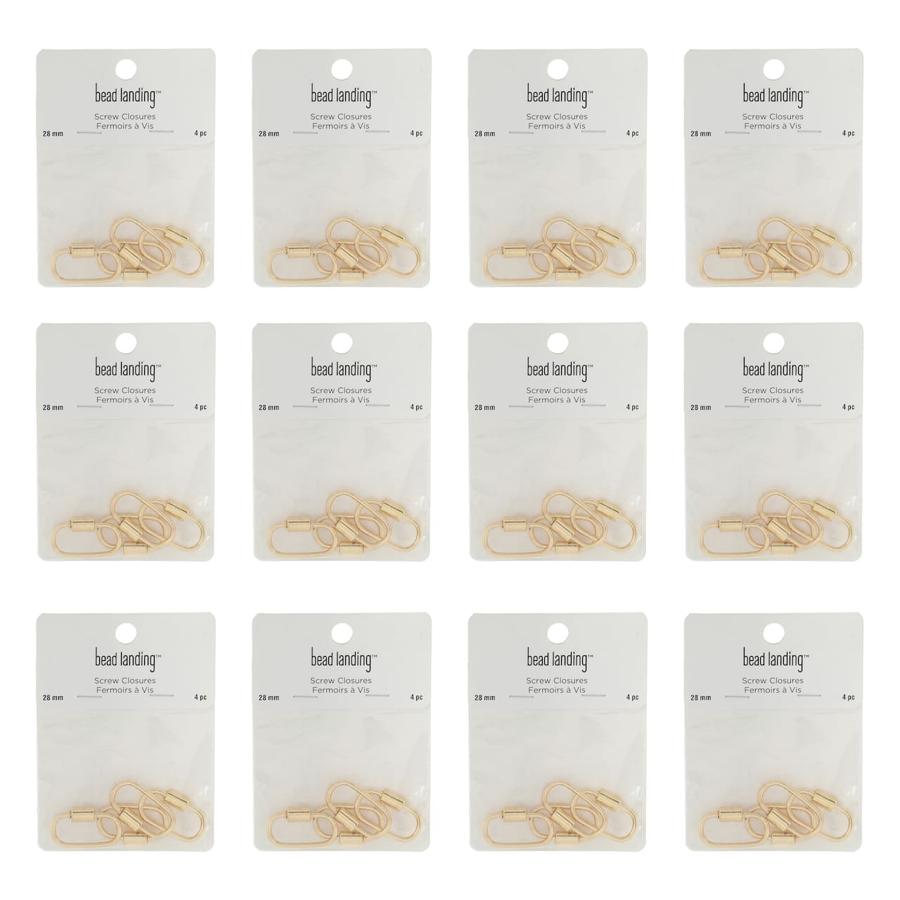 12 Packs: 4 ct. (48 total) 28mm Carabiner Screw Closures by Bead Landing™